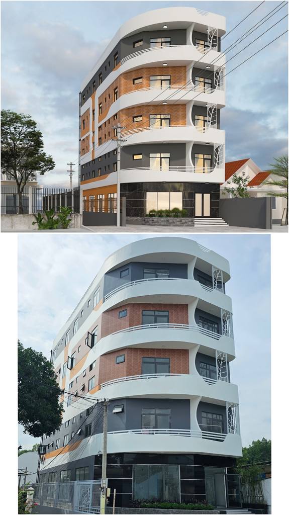 Nhà phố hoàn thiện đúng phối cảnh thiết kế 3D